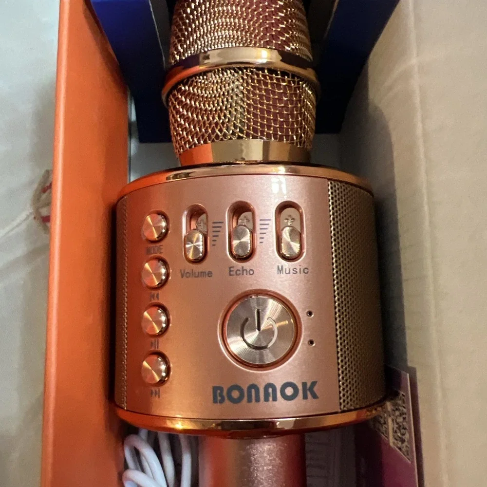 BONAOK‎ Wireless Bluetooth Karaoke Microphone Rose Gold